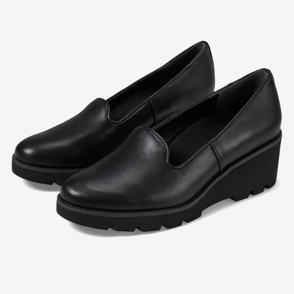 Vionic Black Leather Wedge Loafers - image 1